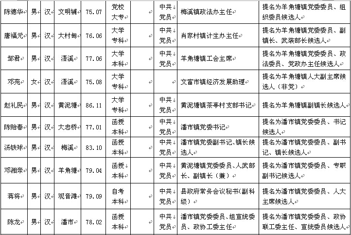 祁阳最新干部任前公示发布